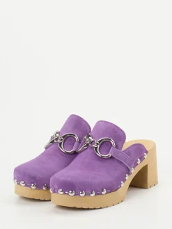 Damen Softclox – Plateau-Clogs aus Veloursleder Flieder