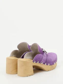 Damen Softclox – Plateau-Clogs aus Veloursleder Flieder