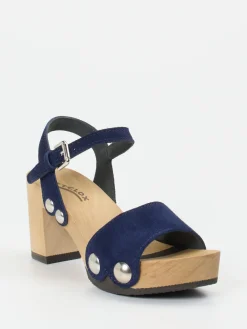 Damen Softclox – Plateausandale aus Veloursleder marine