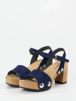 Damen Softclox – Plateausandale aus Veloursleder marine