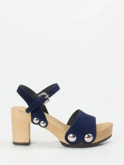 Damen Softclox – Plateausandale aus Veloursleder marine