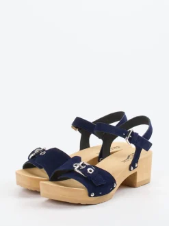 Damen Softclox – Plateau-Sandale aus Veloursleder Dunkel