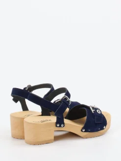 Damen Softclox – Plateau-Sandale aus Veloursleder Dunkel