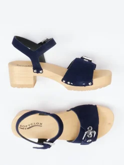 Damen Softclox – Plateau-Sandale aus Veloursleder Dunkel