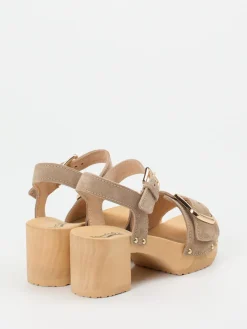 – Plateau-Sandalen aus Veloursleder sandbeige*Softclox New