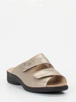 – Komfort-Pantoletten aus Metallicleder champagner*Solidus Best