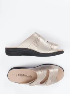 – Komfort-Pantoletten aus Metallicleder champagner*Solidus Best