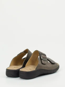 Damen Solidus – Komfort-Pantolette aus Metallicleder bronze