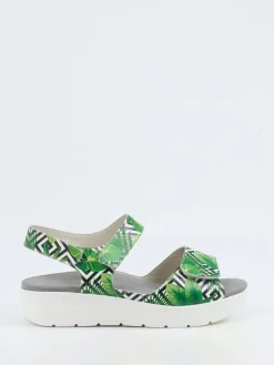 – Komfortsandale aus geprägtem Leder grün*Solidus