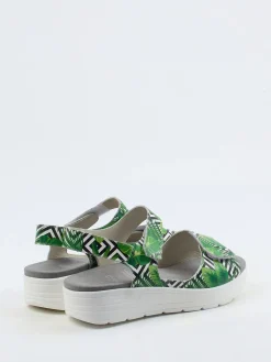 – Komfortsandale aus geprägtem Leder grün*Solidus