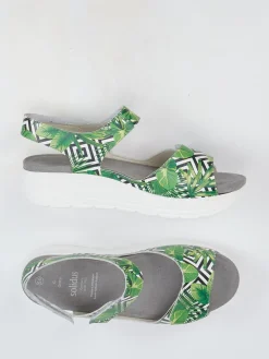 – Komfortsandale aus geprägtem Leder grün*Solidus