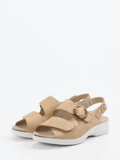 Damen Solidus – Komfortsandale aus geprägtem Leder