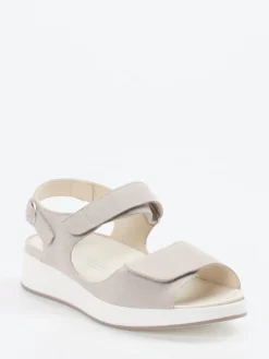 Damen Solidus – Komfortsandale aus Veloursleder Helltaupe