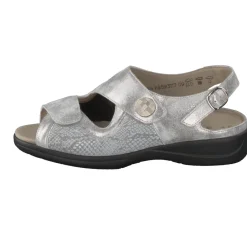 Damen Solidus – Komfortsandale aus Metallicleder silberfarben