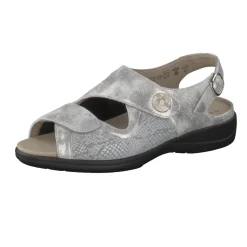 Damen Solidus – Komfortsandale aus Metallicleder silberfarben