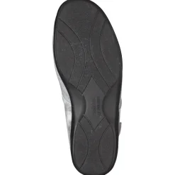 Damen Solidus – Komfortsandale aus Metallicleder silberfarben