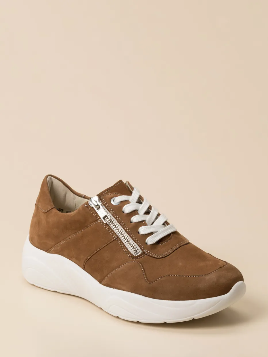 – Komfort-Sneaker aus Nubukleder cognac*Solidus Outlet