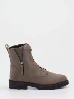 – Schnürstiefelette aus Veloursleder steingrau*Solidus