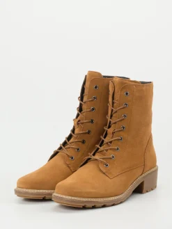 – Schnürstiefeletten aus Veloursleder cognac*Solidus Discount