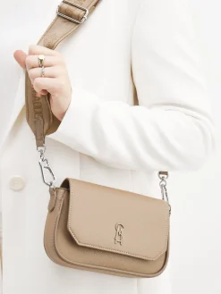 Damen Steve Madden – Crossbody Bag aus Leder in Taupe