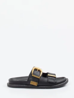 Damen Steve Madden – Slides aus Synthetikleder Gold