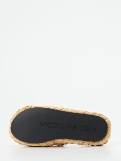 Damen Strategia – Plateau-Sandale aus Metallic mit Bastoptik