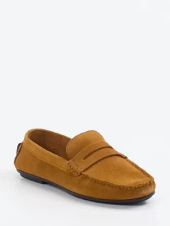 Herren Studio Mode – Loafer aus Veloursleder Cognac