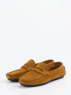 Herren Studio Mode – Loafer aus Veloursleder Cognac