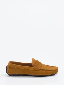 Herren Studio Mode – Loafer aus Veloursleder Cognac