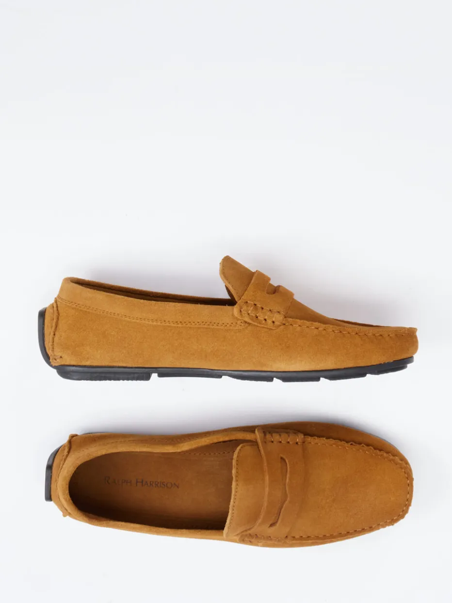 Herren Studio Mode – Loafer aus Veloursleder Cognac