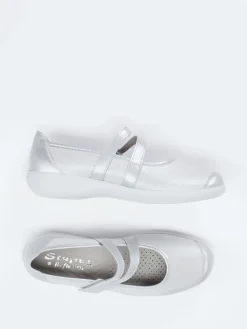 – Mary Jane Ballerina aus Stretch in Silber*Stuppy