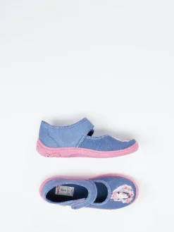 Kinder Superfit – Kinderhausschuh aus Textil jeans glitzernd