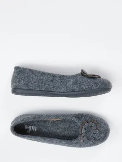 Damen Thies – Ballerina-Hausschuh aus Wollfilz anthrazit