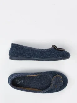 Damen Thies – Ballerina-Hausschuh aus Wollfilz Dunkel