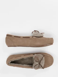 – Mokassin-Hausschuh aus Veloursleder taupe*Thies