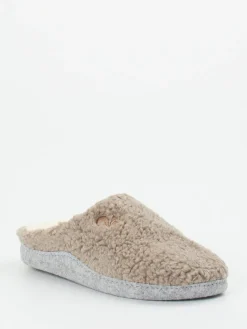 Damen Thies – Pantoffeln aus Textil in Beigegrau