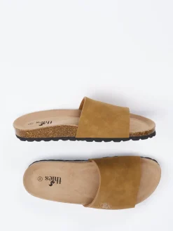 Damen Thies – Pantolette aus Velourslederoptik Cognac