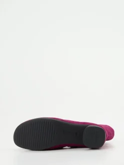 Damen Think – Ankle Boots aus Veloursleder in Beerenrot