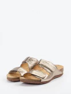 Damen Think – Komfort-Pantolette aus Leder in Champagner