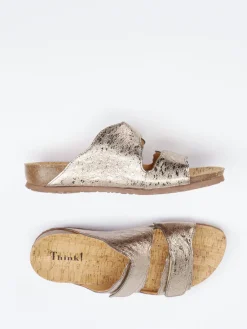 Damen Think – Komfort-Pantolette aus Leder in Champagner
