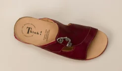 Damen Think – Pantolette aus Ziegenleder in Wein