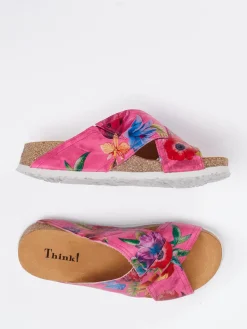 Damen Think – Pantoletten aus geprägtem Leder color