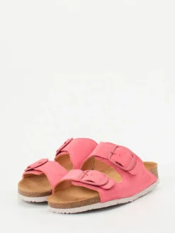 Damen Think – Pantoletten aus Veloursleder Korallrosa