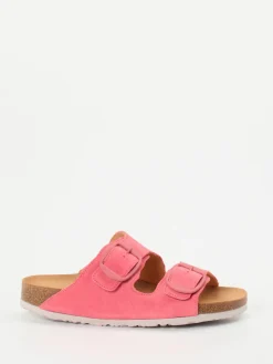 Damen Think – Pantoletten aus Veloursleder Korallrosa