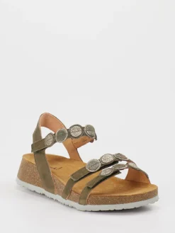 Damen Think – Sandalen aus Ziegenleder in Oliv
