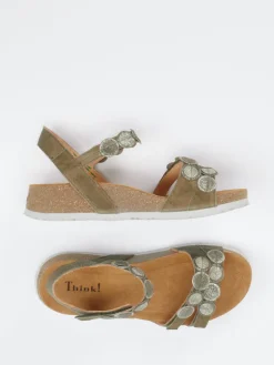 Damen Think – Sandalen aus Ziegenleder in Oliv