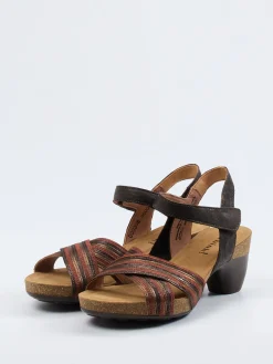 Damen Think – Sandalette aus Metallicleder in rot