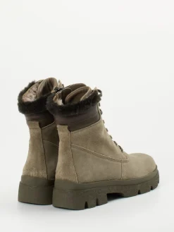 – Schnürstiefelette aus Veloursleder taupe*Think New