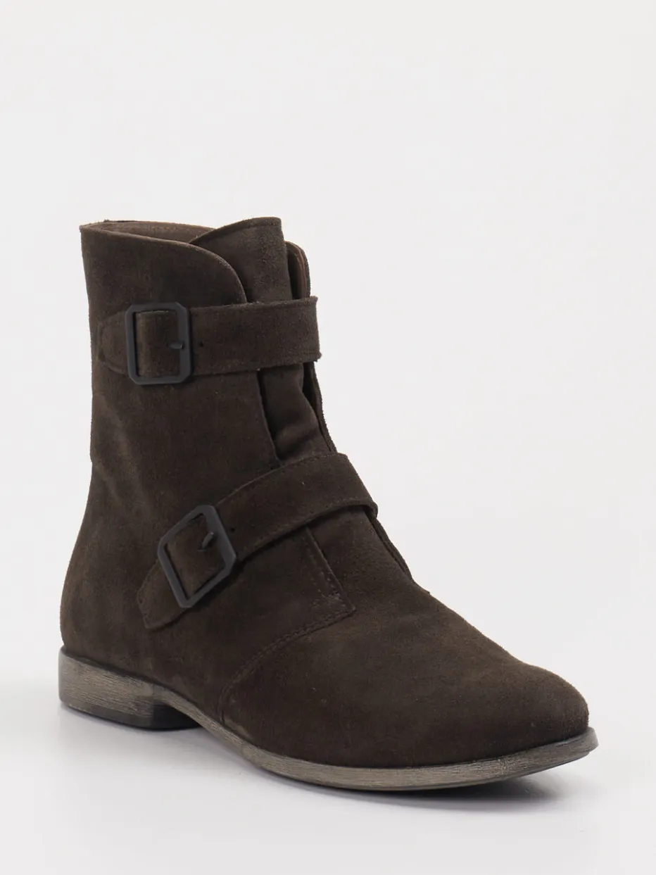 Damen Think – Stiefelette aus Veloursleder Dunkel