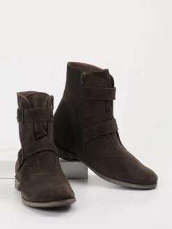 Damen Think – Stiefelette aus Veloursleder Dunkel